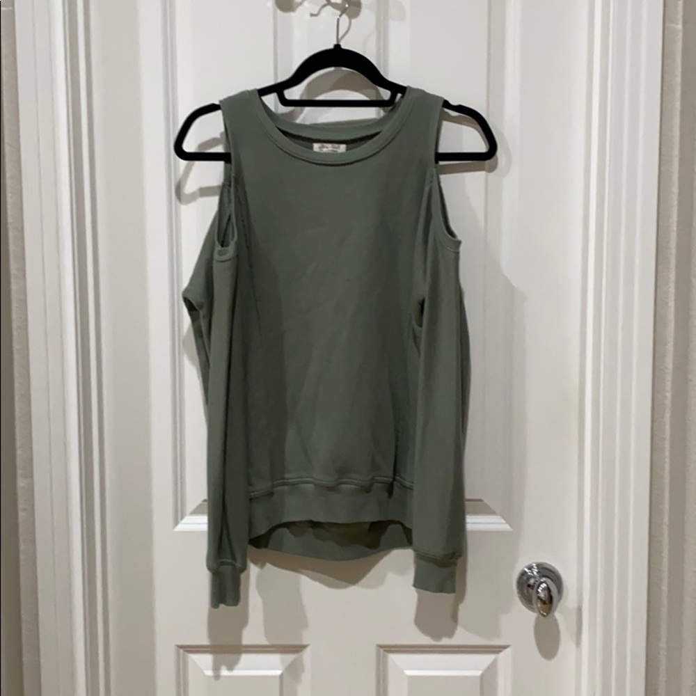 Olive green cold shoulder sweatshirt